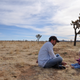 Matt Logelin with his daughter Maddy, 11 months, in Joshua Tree, California.
